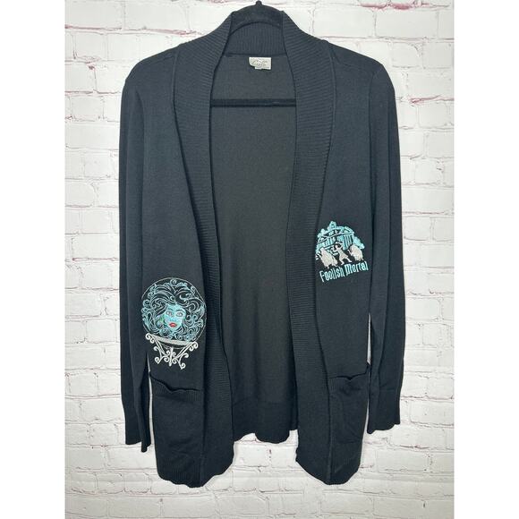 Cielo Sweaters - Haunted Mansion Inspired Black Embroidered Cardigan Womens Large